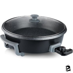 Schafer Crock 1200W Elektrikli Tava Pişirici Pizza Makinesi Siyah