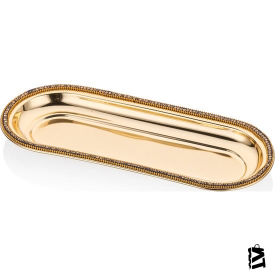 Bernardo Amber Altın Rengi Paslanmaz çelik Dekoratif Tepsi - 34 Cm - Elden Taksitle Sözleşmeli Senetli Alışveriş