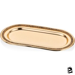 Bernardo Amber Altın Rengi Paslanmaz Çelik Dekoratif Tepsi - 28 cm