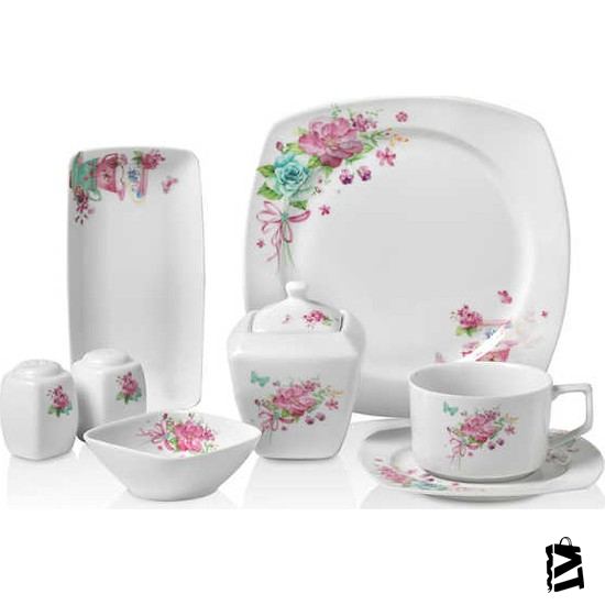 Korkmaz A8609 Bonjour Coll. 28 P Kahvaltı Seti (kare) - Elden Taksitle Sözleşmeli Senetli Alışveriş