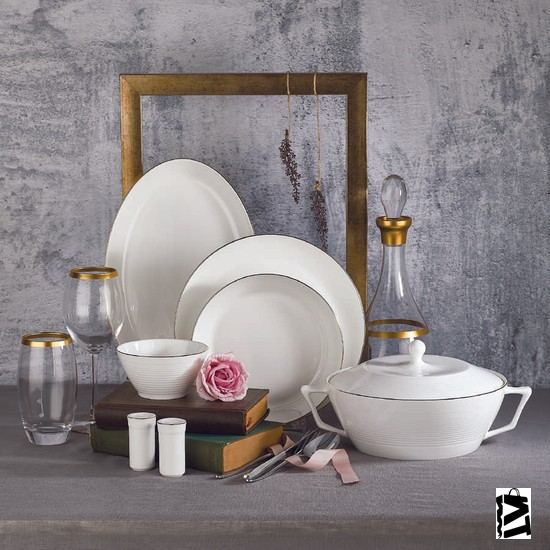 Korkmaz Lines Collection 58 Parça Yuvarlak Yemek Takımı - Elden Taksitle Sözleşmeli Senetli Alışveriş