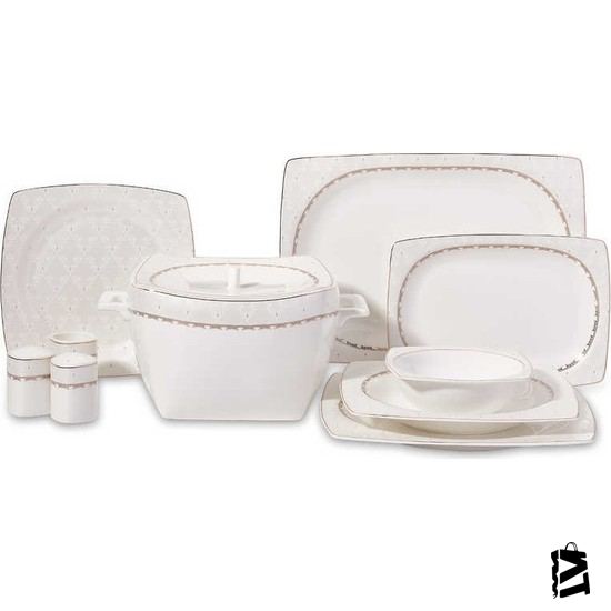 Korkmaz Bone Selection 60 Parça Kare Yemek Takımı - Elden Taksitle Sözleşmeli Senetli Alışveriş