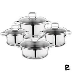 Schafer Stahl 8 Parça Çelik Tencere Seti Inox