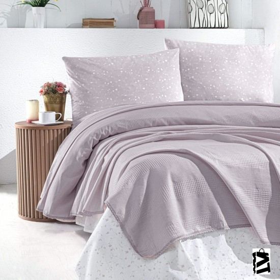 Schafer 4 Parça Flower Lila çift Kişilik Pike Takımı - Elden Taksitle Sözleşmeli Senetli Alışveriş