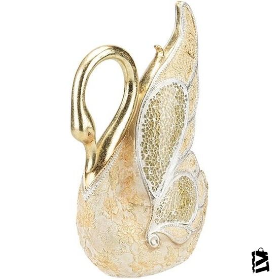 Biev Polyester 30 cm Taşlı Gold Kuğu Biblo LNK560