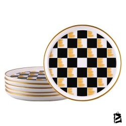 Damalı Yuvarlak Pasta Tabağı