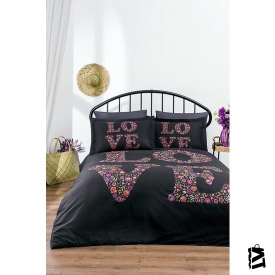 özdilek Love Bouquet Siyah Tek Kişilik Nevresim Takımı - Elden Taksitle Sözleşmeli Senetli Alışveriş