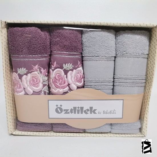 Özdilek Shine Havlu 4 Lü Kutulu 30X50 Mürdüm-Gri