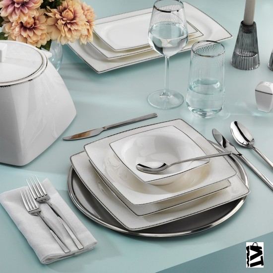 Schafer Platz Yemek Takımı-60 Prç.-platin-03 - Elden Taksitle Sözleşmeli Senetli Alışveriş