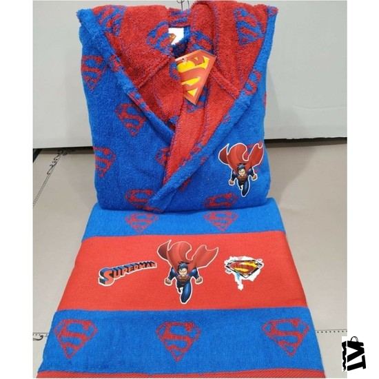 özdilek Süperman Blue Free Set 7-8 Yaş çocuk Bornozu - Elden Taksitle Sözleşmeli Senetli Alışveriş