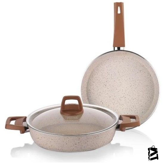 Schafer Dark Storm Granit 26 Cm Basık Tencere + 26 Cm Tava Krem - Elden Taksitle Sözleşmeli Senetli Alışveriş