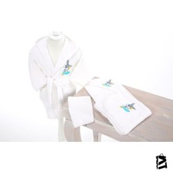 Özdilek Bugs Bunny Nakışlı Bebek Bambu Bornoz Seti Beyaz